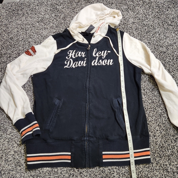 Vtg Harley Davidson Full Ziz Hoodie Women L, Black Logo Embroidered Biker 90s - Picture 5 of 9